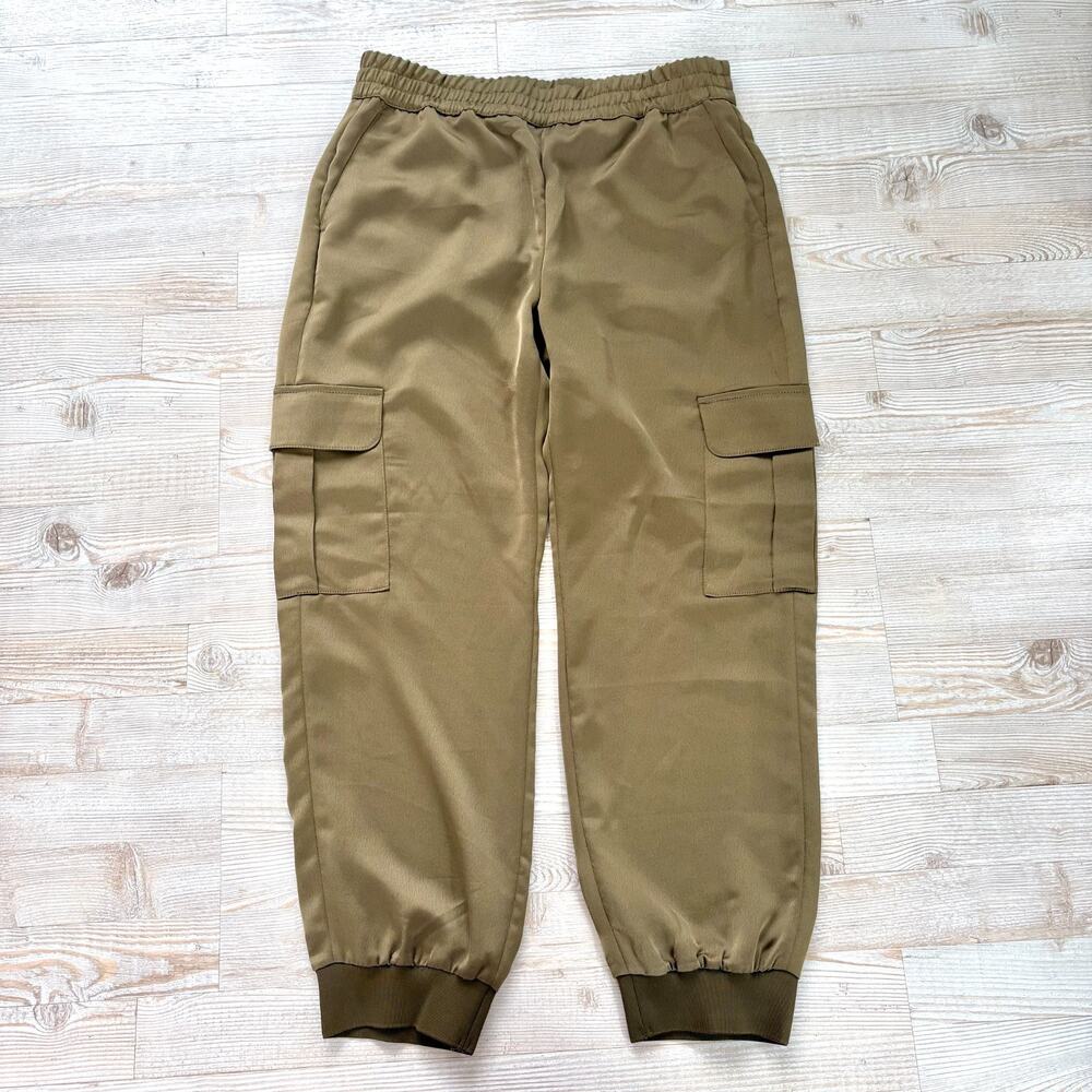 Banana Republic Satin High Rise Cargo‎ Joggers | Olive Green Size Medium